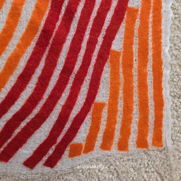 NWOT Zoe Woven Scarf with Vibrant Wool Stripes Red & Orange - Picture 6 of 16